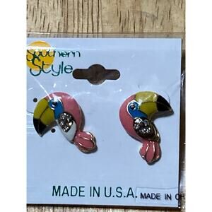 Flamingo Stud Earrings NEW In package Tropical colors Pink